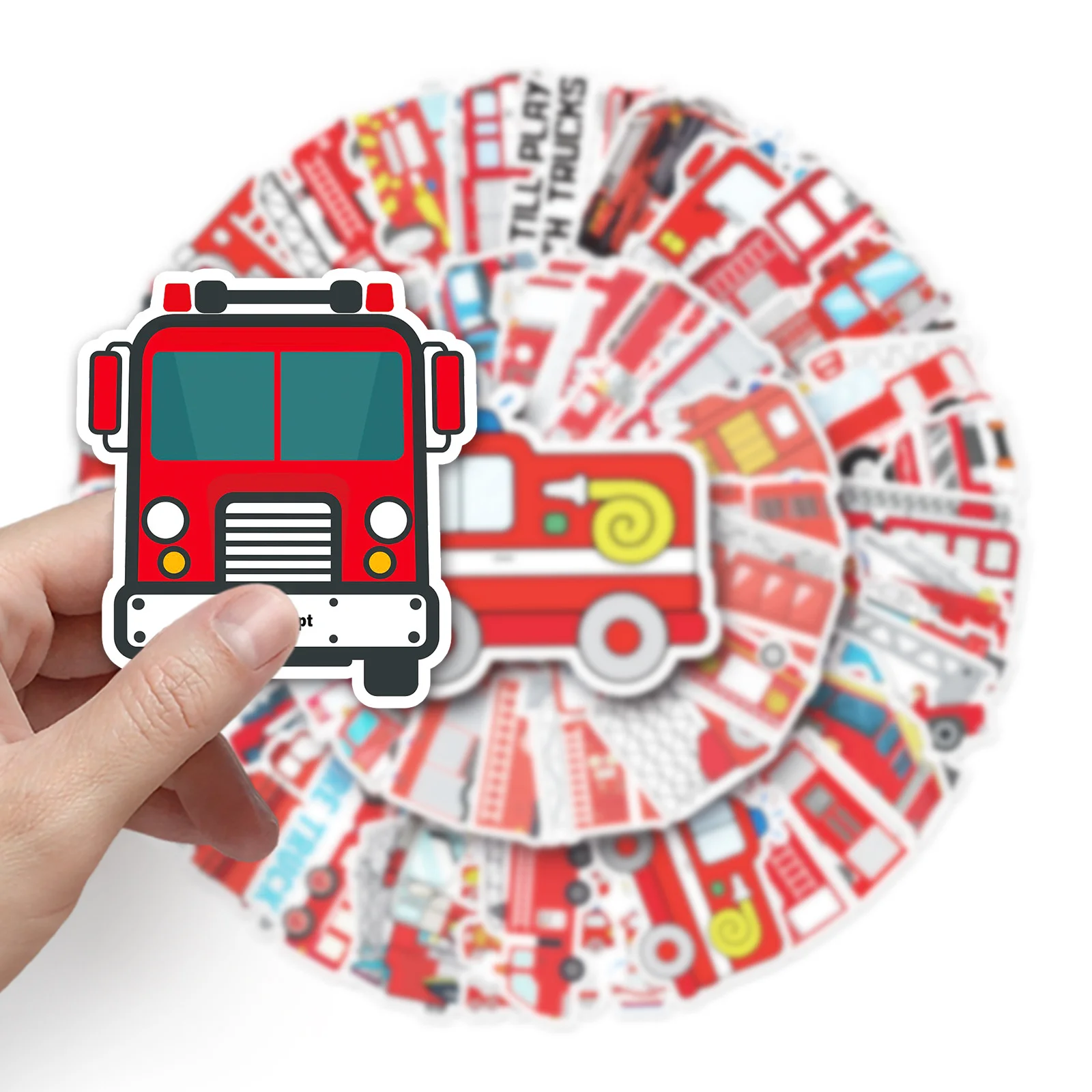 Laptop Original Accessories - 50 stuks vinylstickers met een brandweerauto-opdruk,