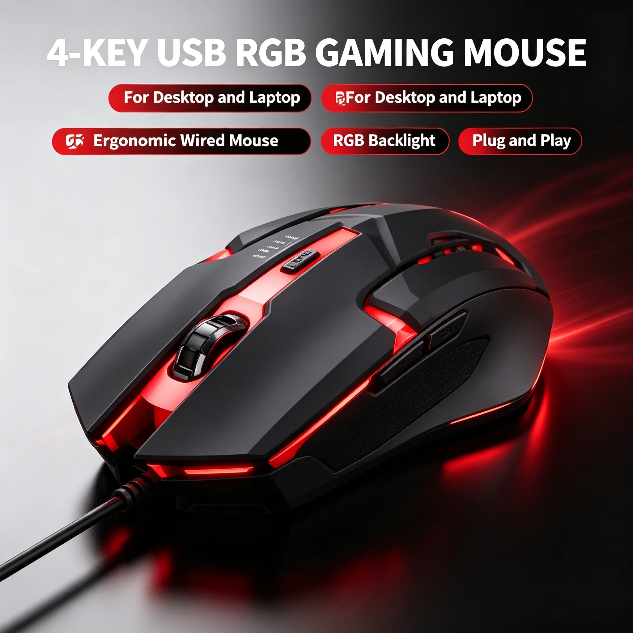 Laptop Mouse - Nieuwe, hoogwaardige, ergonomische gamingmuis, geschikt voor