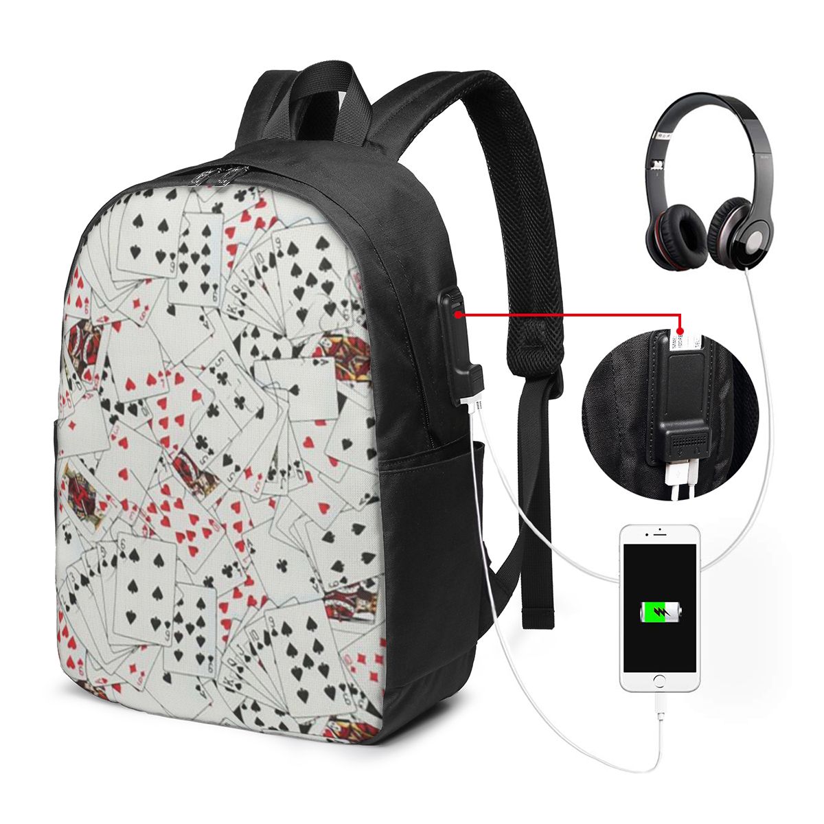 Laptop Bag - Speelkaarten Poker Print Rugzak Reisnotebooktas Computer