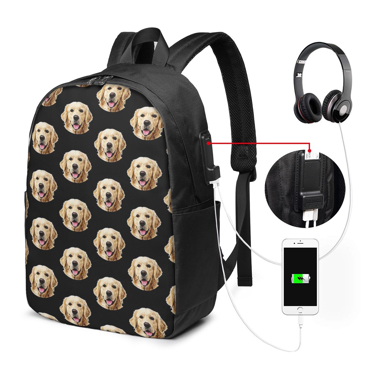 Laptop Bag - Grappige Golden Retriever Face Portrait Rugzak